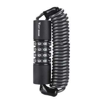 Кодовий велозамок West Biking YP0705078 Black 4-значний код 150 см