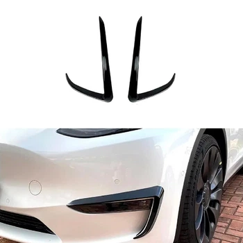 Пластиковая губа на бампер Tesla Model Y 2019 + молдинг бампера юбка черная.
