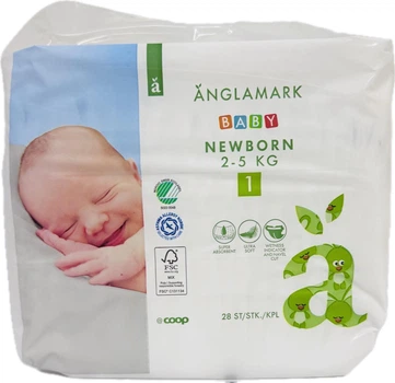 Екологічні підгузки преміум класу Anglamark Coop 1 розміру, 2-5 кг. 28 шт