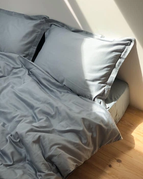 Простирадло Cozy 230x260 см без резинки Сіро-блакитне