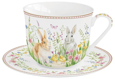 Чашка с блюдцем Easy Home Happy Easter 2 предмети, 370 мл