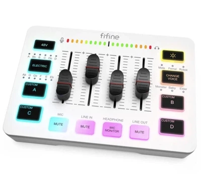 Игровой и стримерский аудио микшер Fifine Ampligame SC3 с XLR White
