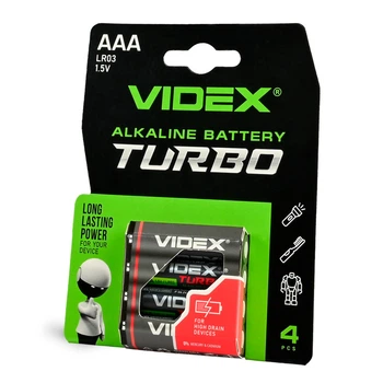 Батарейка Videx LR03/AAA Turbo 4шт BLISTER цена за 4шт