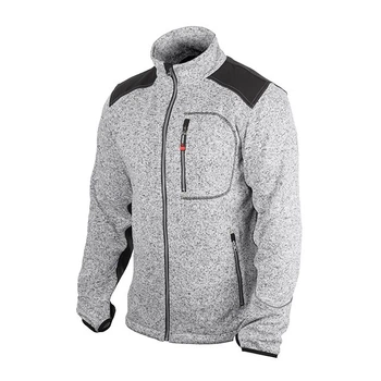 Куртка вязанная SOFTSHELL, серого цвета с черными вставками, ткань 100% полиэстер 270G, с карманом на груди и двумя боковыми, M INTERTOOL SP-3112