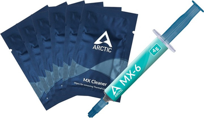 Термопаста Arctic Cooling MX-6 4 г + 6x MX Cleaner (ACTCP00084A) Сірий