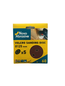 Круг шліфувальний самозачепний NovoAbrasive 125 мм Р60, 8 отворів, 5 шт (NASD812560)