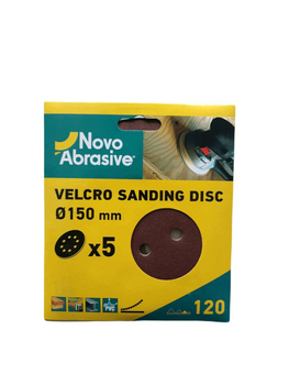 Круг шліфувальний самозачепний NovoAbrasive 150 мм Р120, 8 отворів, 5 шт (NASD8150120)