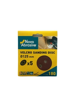 Круг шлифовальный самозацепной NovoAbrasive 125 мм Р180, 8 отверстий, 5 шт (NASD8125180)