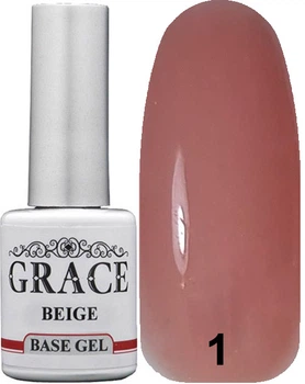 Каучуковая основа, база для гель-лака Грейс Grace Rubber Base Beige 8 мл бежевая