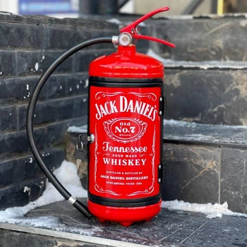 Огнетушитель бар Jack Daniels, красный с гравировкой, красной подсветкой, Без алкоголя, AUTO COMFORT