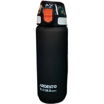 Пляшка для води ARDESTO Matte пластикова з герметичною кришкою 800мл. Чорний (AR2281ML)
