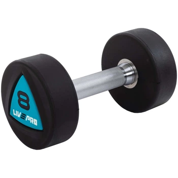 Гантели цельные профессиональные с полиуретановым покрытием LiveUp LP8002-8 2шт по 8кг