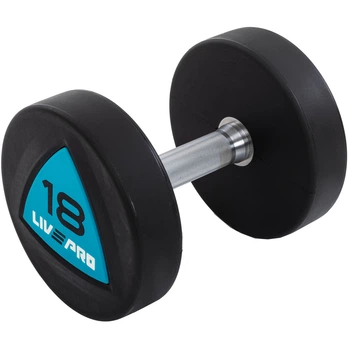 Гантели цельные профессиональные с полиуретановым покрытием LiveUp LP8002-18 2шт по 18кг.