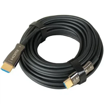 Шнур Optical HDMI, gold, 2.0, 10м, чёрный