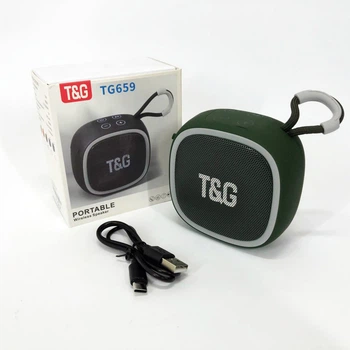 Портативная Bluetooth колонка TG659 с ремешком, Беспроводная колонка портативная мощная. Цвет: зеленый