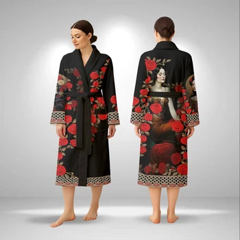Кімоно жіноче з плюшевого велюру Queen of Roses 29460 XL