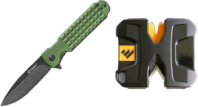 Набір Ніж складаний Ganzo G627-GR Зелений + Точилка механічна Work Sharp WSEDCPVT (WSEDCPVT-I)