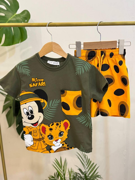 Детский летний костюм на мальчика Safari WEST 98 см зеленый с желтым
