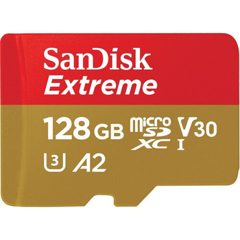 Карта памяти SanDisk microSDXC 128GB Extreme 190MB/s Class C10, Full HD & 4K UHD, UHS-I, U3, A2, V30 (SDSQXAA-128G-GN6MA)
