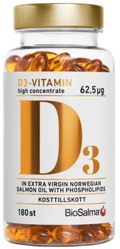 D3-vitamin 62,5 мг Висока Концентрація BioSalma 180 капсул