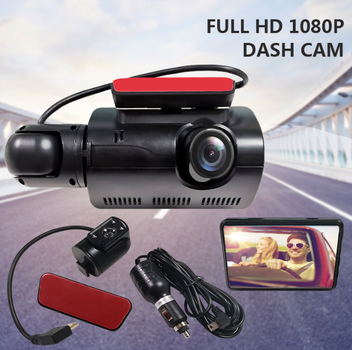 Відеореєстратор DVR нічного бачення 1080P на 2 камери, автомобільний відеореєстратор з Full HD дисплеєм
