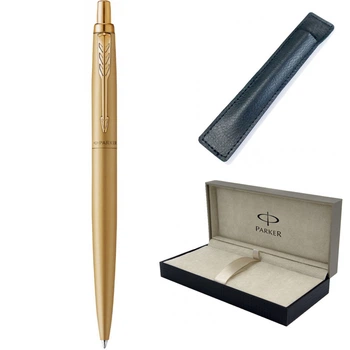 Ручка шариковая Parker JOTTER XL Monochrome Gold GT BP в футляре MR с чехлом (12 532 a)