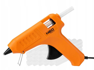 Клейовий пістолет Neo Tools 40 Вт і клейові стрижні 24 шт довжиною 10 см набір (17-102)