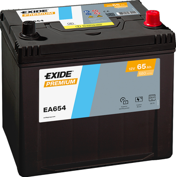 Автомобильный аккумулятор Exide Premium 6СТ-65 65 Ач (-/+) Asia 580 А (EA654)