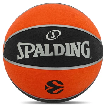 Баскетбольный мяч №7 резиновый SPALDING TF 150 EURO TURK для зала для улицы черный-оранжевый 84506Z