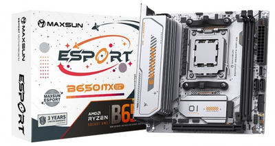 Материнська плата am5 Maxsun eSport b650itx wifi ice, b650, 2xDDR5, Int.Video (cpu), 2xSATA3, 2xM.2, 1xPCI-E 5.0x16, alc897, rtl8125b, r58 sync, 2xUSB3.2/4xUSB2.0, dp/hdmi, mini itx