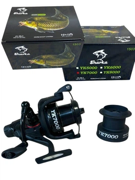 Коропова котушка Shark Carp YK7000 (10+1) з бейтранером, дві шпулі