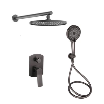 Душевая система Qtap Slavonice Gunmetal Black PVD оружейная сталь из латуни скрытого монтажа на два потребителя QTSLA113GMB45899