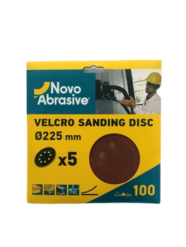 Круг шлифовальный самозацепной NovoAbrasive 225 мм Р100, 8 отверстий, 5 шт (NASD8225100)