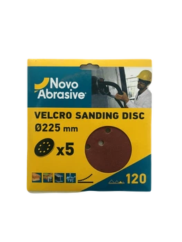 Круг шлифовальный самозацепной NovoAbrasive 225 мм Р120, 8 отверстий, 5 шт (NASD8225120)