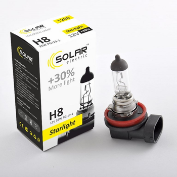Галогенні лампи H8 SOLAR Starlight 12V 35W + 30% (1 шт.)