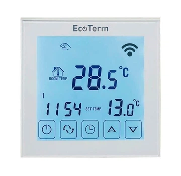 Терморегулятор Ecoterm SEN Wi-Fi White програмований для теплого підлоги з сенсорним екраном 3600 Вт білий з виносним і вбудованим датчиком температури повітря і підлоги.