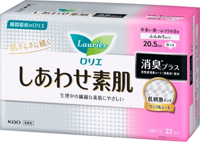 Гигиенические дезодорирующие прокладки Kao Laurier Happy Skin Deodorant 20.5 см 22 шт (4901301405029)