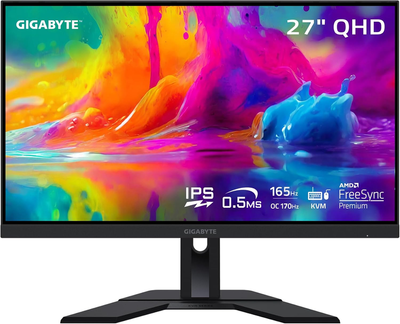 Монитор 27" Gigabyte M27Q Gaming Monitor -- QHD 2K / Super Speed IPS / 170Hz OC / 0.5 ms MPRT / 8-Bit / 92% DCI-P3 / HDR400 / G-Sync Compatible / FreeSync Premium Pro / KVM Switch / USB Type-C / Black Equalizer / Flicker-Free / Low Blue Light