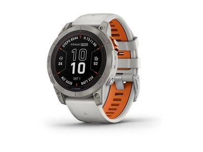 Смарт-годинник Garmin Fenix 7 Pro Sapphire Solar Titanium w. Fog Gray/Ember O. Band (010-02777-20/21)