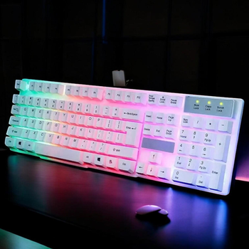 Клавиатура проводная механическая для комп'ютера с RGB подсветкой Yelandar AN-T20 Белый