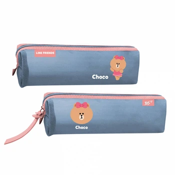 Пенал шкільний YES, 1 відділення, Line Friends Pretty Choco, м'який, Блакитний, (533692)