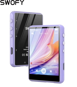 MP3 плеєр SWOFY M4 Black/Purple 64 ГБ Bluetooth 5.3 вбудований HD динамік, HiFi Sound Shuffle Single Loop FM-радіо + чохол, навушники