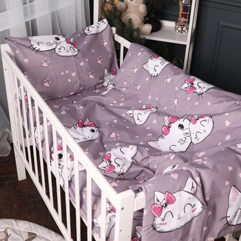 Комплект дитячої постільної білизни Mirson Kids Time 17-0691 Cat with a paw 110 x 140 см Бязь (2200010456141)