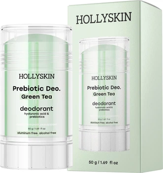 Парфюмированный дезодорант Hollyskin Prebiotic Deo Green Tea с гиалуроновой кислотой и пребиотиками 50 г (4823109702301)