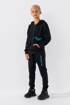 Спортивний костюм (кофта+штани) для хлопчика XHZ-0599 176 см Чорно-блакитний (2000990733047)