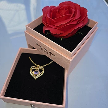 Ожерелье с подвеской "I love you" и розой в подарочной коробке Розовый