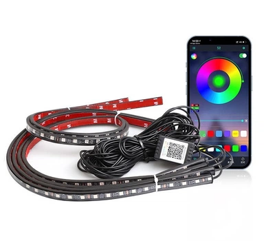 Подсветка днища авто LED RGB Bluetooth 12V комплект 2 ленты 90см и 120см