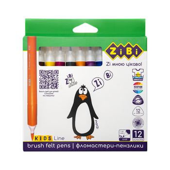 Фломастеры брашевые, 12 цв., JUMBO, KIDS Line