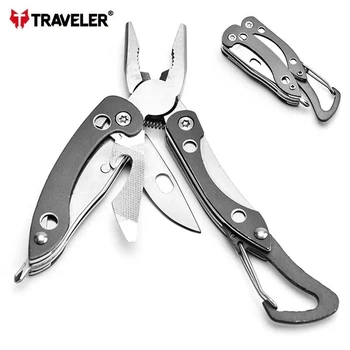 Mультитул Traveler Black 7 в 1 с карабином мультифункциональный инструмент в чехле