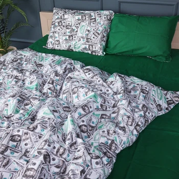 Комплект постельного белья MirSon Полуторный 143х210 см 17-0589 Dollars Бязь (2200007047192)